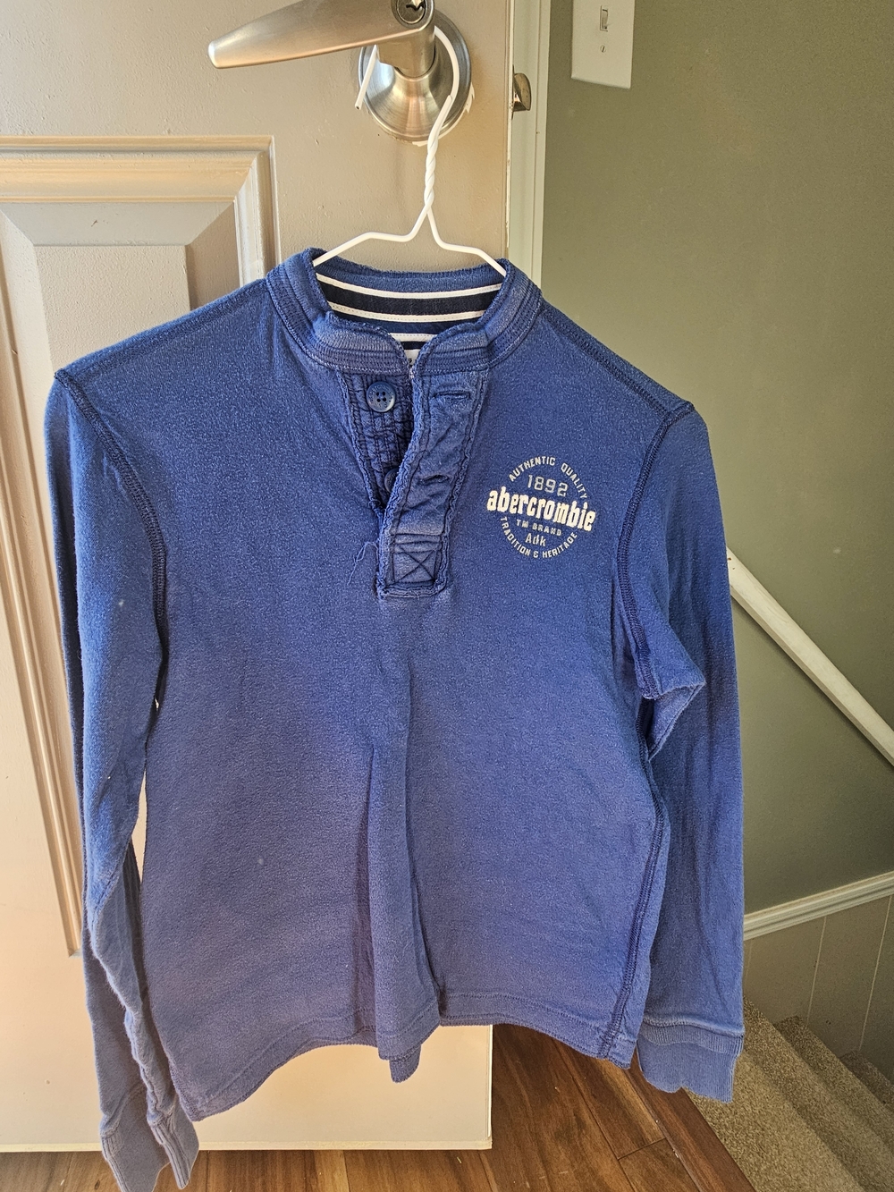 Abercrombie Kids Long-Sleeve Henley Shirt - Blue MED
